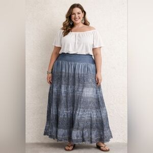 Boho Gypsy Tiered Maxi Skirt – 1x